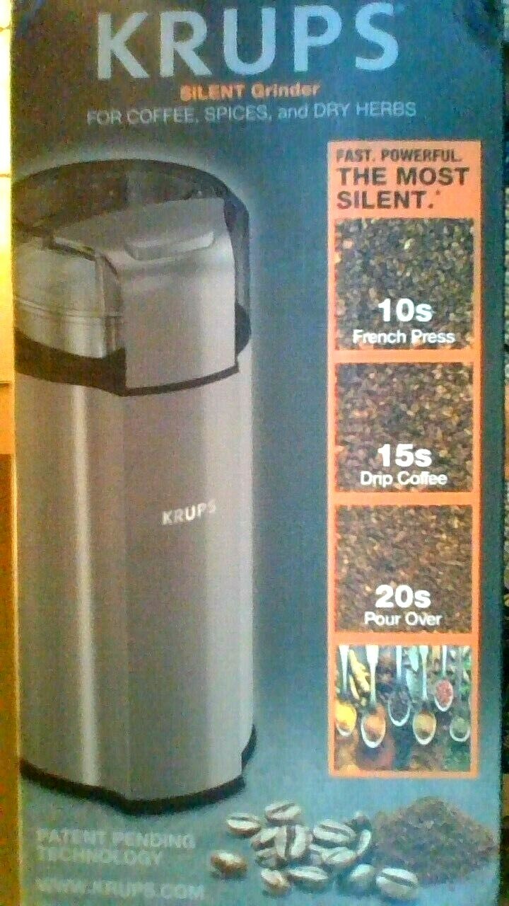 KRUPS Silent Vortex Electric GRAY Coffee & Spice & dry herbs Blade