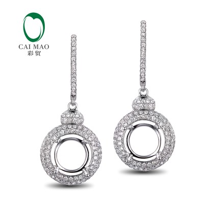 14k White Gold 8mm Cushion Cut 1 02ct Diamond Earrings Settings