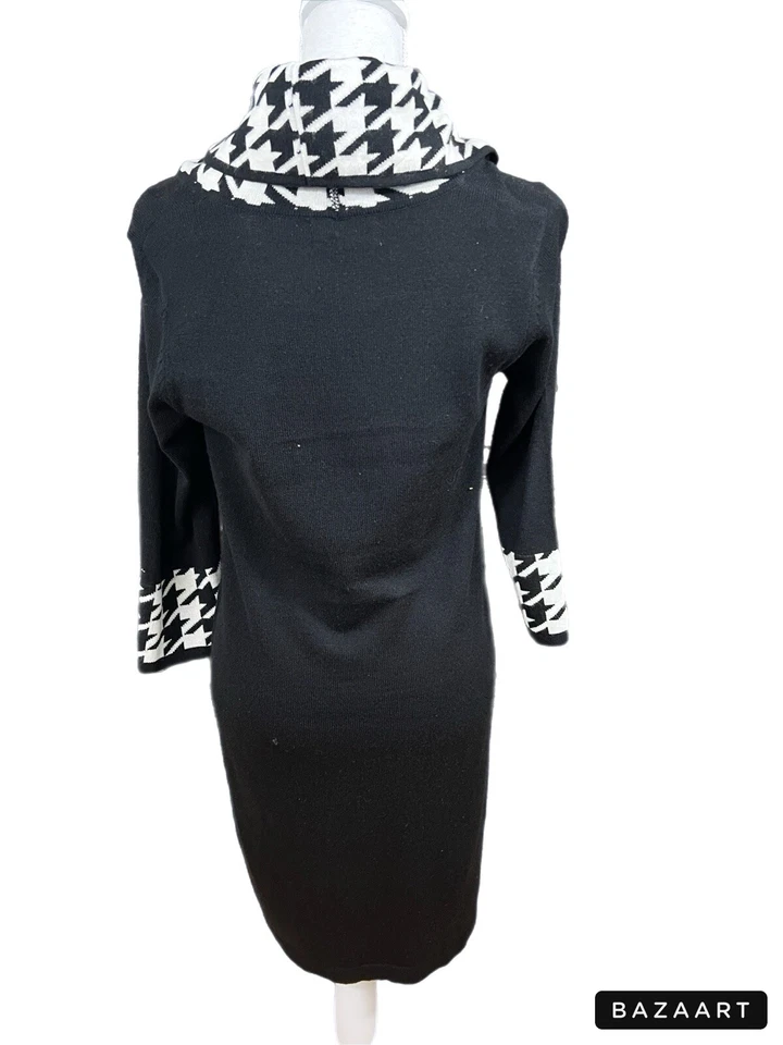 Vestido Studio I negro y pata de gallo talla mediana con bolsillos delanteros Foto 3 de 4