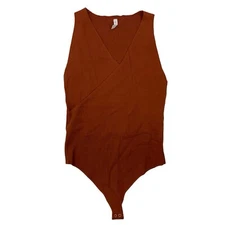 Wishlist Bodysuit Large Brown Knit Sleeveless Y2K Layering Minimal