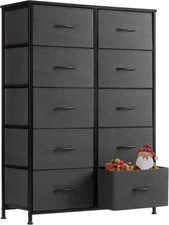 Tall Dresser with 10 Drawers - Bedroom Clothing Drawer and Organizer Storage