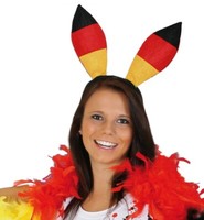 Deutschland Haarreif Bunny Hasen Ohren Schwarz Rot Gold Fan KostüM WM EM Party