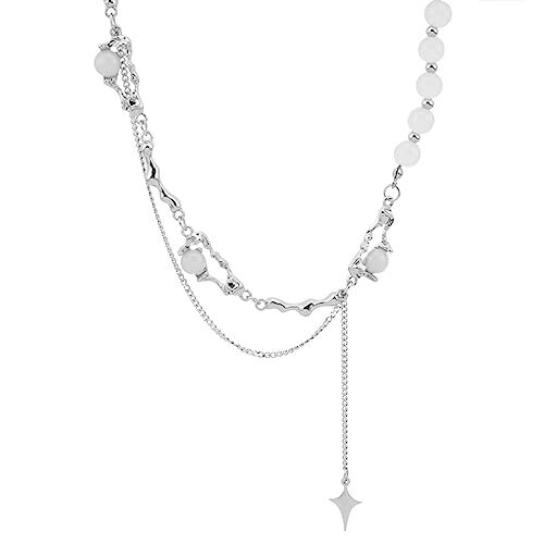 Y2k Irregular Necklace Star Zircon Moonlight Stone Advanced Design Sense Collar