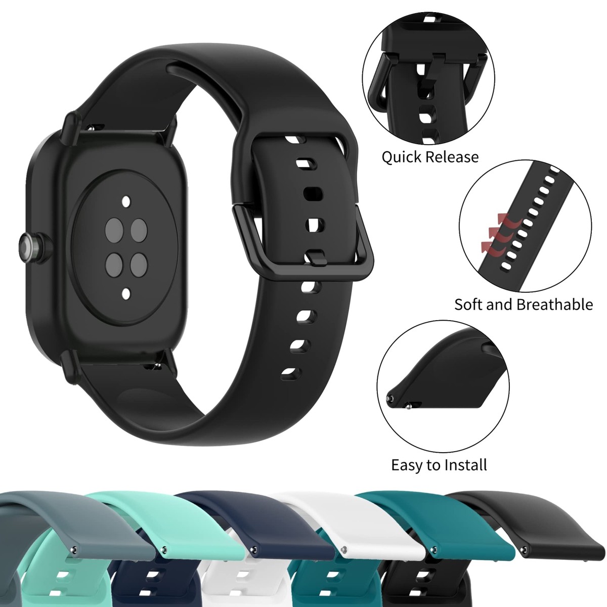 Issinlky Veryfitpro ID 205L Bracelet, 19mm Bracelet Silicone Pour GRV FC1 IDW 15 ID205S ID205G ID215G ID216 YM205L Uwatch3 Ufit GT BV205L TE021 SW020 SW021 SW023 Smartwatch
