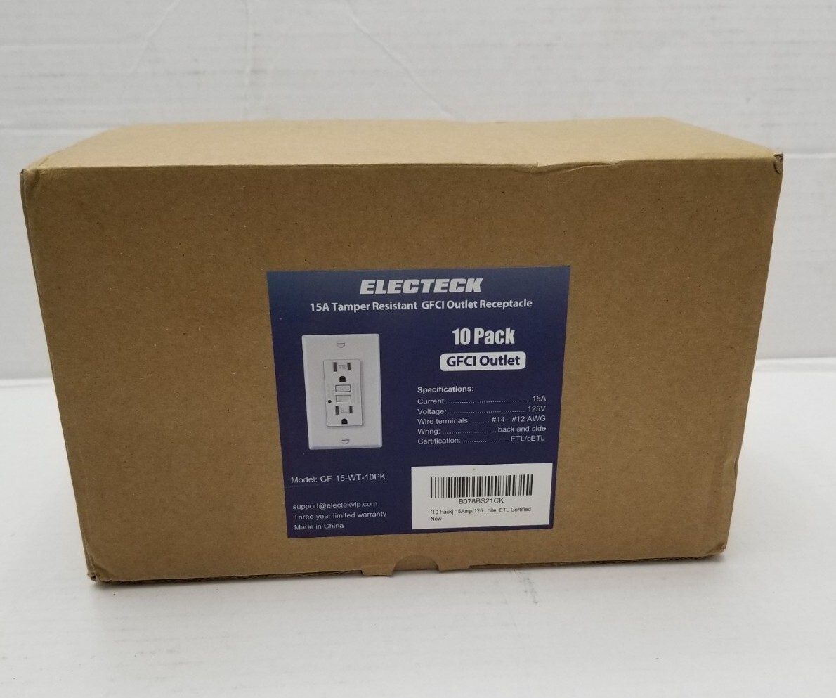 ELECTECK 6-Pack Tamper Resistant GFCI Outlet – 15A/125V, Black, ETL Certified With LED Indicator & Wall Plates
