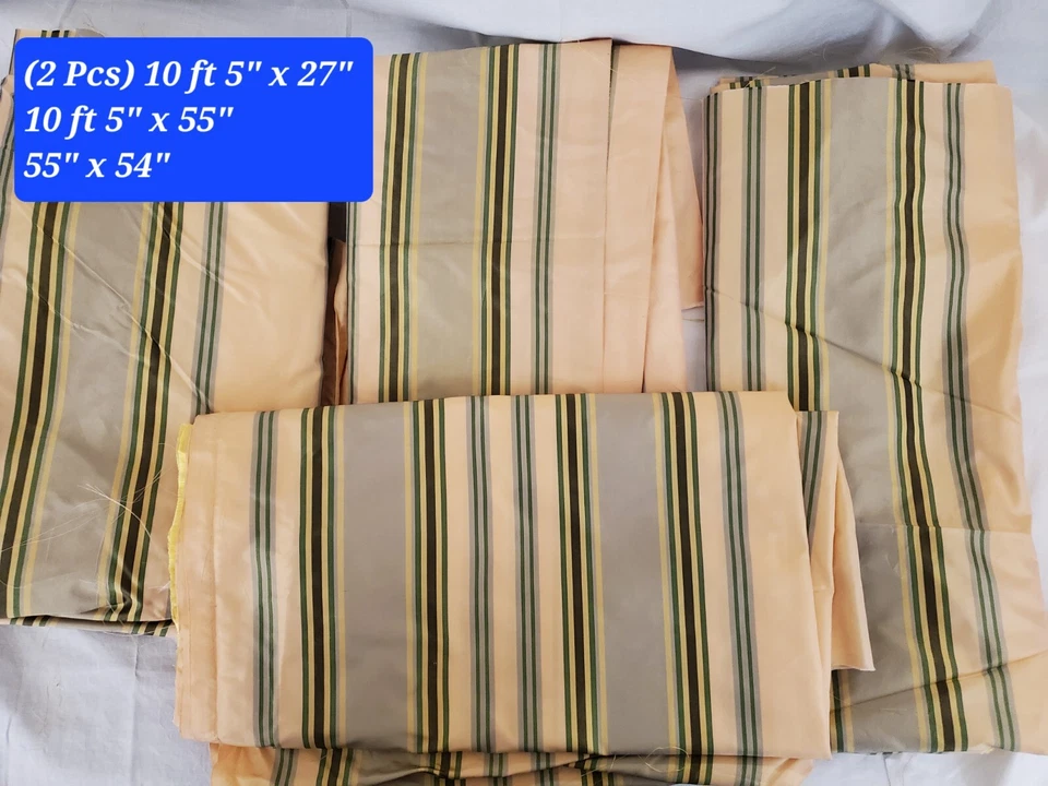 11+ YDS Total 100% SILK STRIPES & SQUARES PLAID DRAPERY PILLOW UPHOLSTERY FABRIC - Image 2 of 4