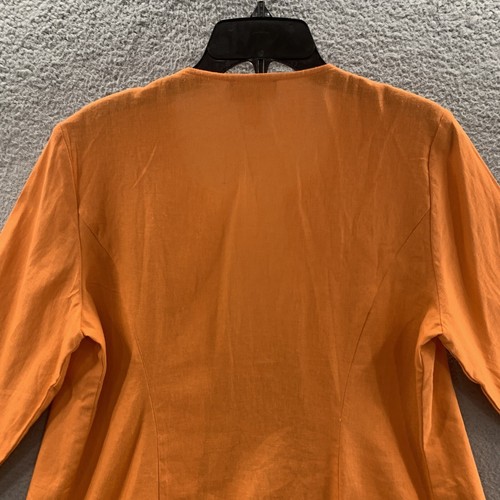 NWT Chico's Linen Cutout Citrus Blast Women’s 1/M Open Jacket Orange 3/4 Sleeves - Picture 10 of 10