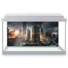 Fish Tank Background 90x45cm - Post Apocalyptic City Buildings War  #46169