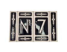 Atalaya M-6 Hand-painted Ceramic House Number Tiles 11x5.5cm & Metal Frames