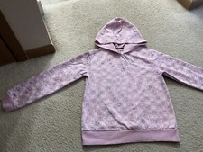 EUC DKNY Kids Girls Logo Fleece Hooded Sweater XL 14/16 