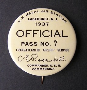 Zeppelin Airship Hindenburg Lakehurst Official ID for 1937 Flight Season
