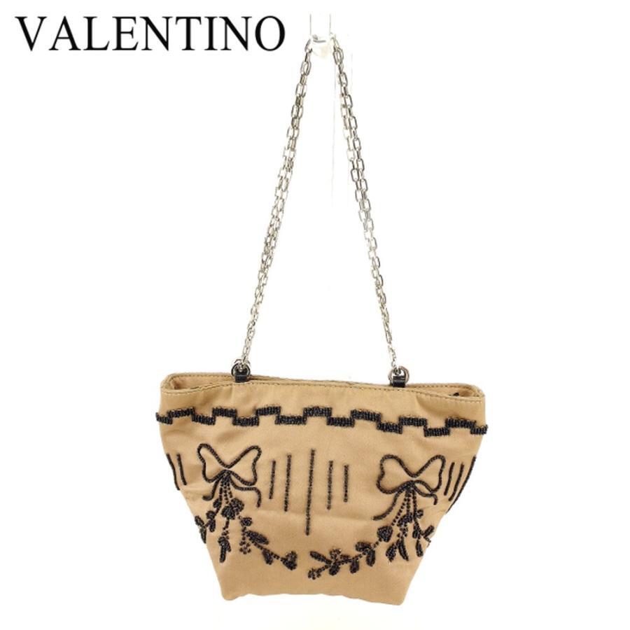Valentino Garavani Ladies Beaded Party Bag Pouch Brown Black Used 