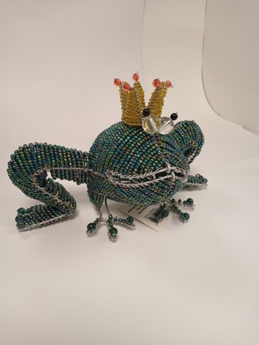 Frog Prince ~ Hand Crafted Beaded Ornament Gift~ BEADWORX - Frog with Crown - Picture 2 of 4