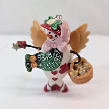 JAC Ceramic Angel Snowman Snowwoman Ornament Good Tidings Stars Hearts Vintage