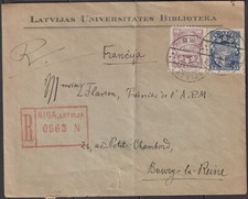 LETTONIE:  n°127A+176 sur lettre REC. de RIGA de 1932
