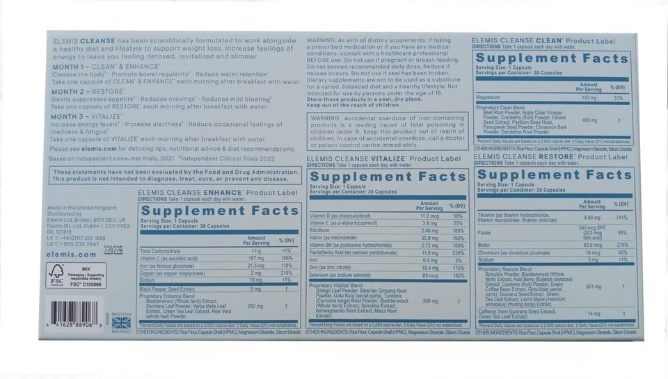 Elemis CLEANSE 90 Day Body Performance System Dietary Supplement