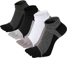 VWELL Toe Socks for Men Women Ankle 8-11, Black, White, Gray, Dark Grey