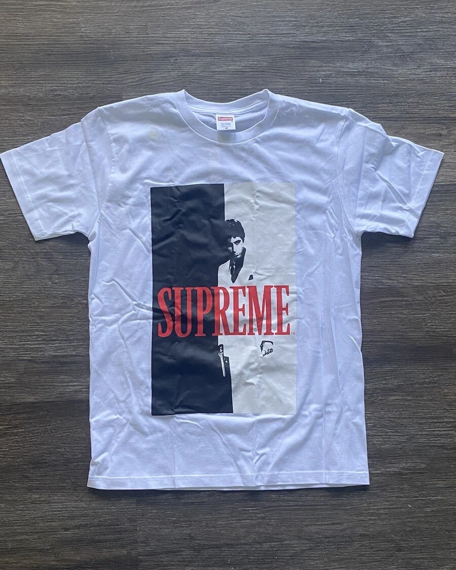 SUPREME 2017 SCARFACE SPLIT TEE BLANC TAILLE M avec petite tache sur l'avant/arrière