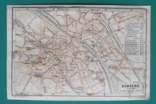 1936 BAEDEKER MAP - GERMANY City Plan Bamberg & Rothenburg 4 x 6" 10 x 15cm