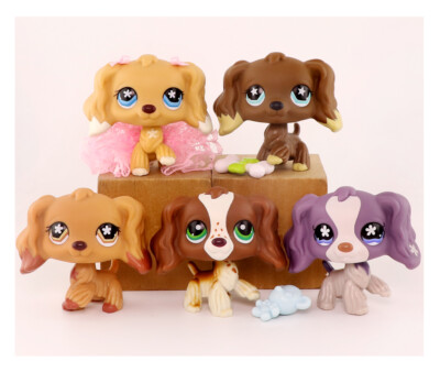 Mini Pet Shop lps Cocker Spaniel Family 5pcs Dog with Accessories for lps Pets