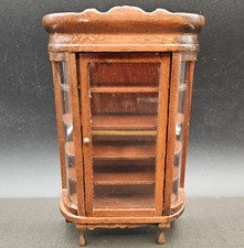 Vtg Dollhouse Miniature Curio China Cabinet Wood Curved 1:12