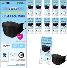 (Pack of 10) Happy Life, Good Day kf94 Black face mask Adult Size☆Made in Korea☆