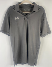 Under Armour Men's Grey UA Tech Polo Golf Shirt, Size Medium White Logo