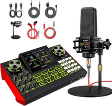 Podcast Equipment Bundle - All-In-One Audio Mixer Production Studio with 3.5Mm M