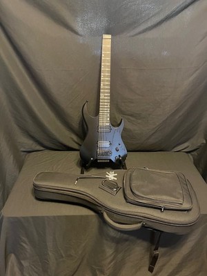 Kiesel Vader 7-String Headless Guitar in Black-Swamp Ash W/Extra Pickup-Case