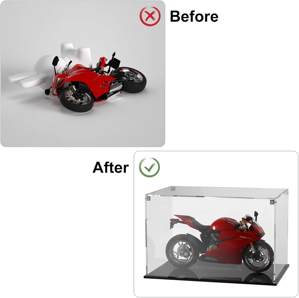 Vetrina in Acrilico Trasparente Con Base Nera, Assemblea Protezione Antipolvere - Immagine 3 di 4