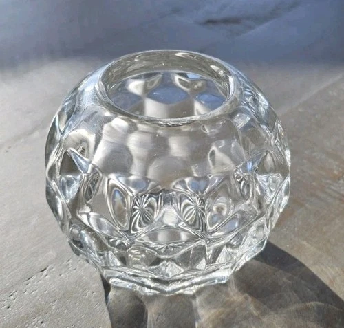 Vintage Fostoria American Rose Bowl Clear Glass 5” Cube Optic - EUC - Free Ship