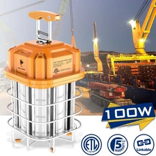 100W LED Temporary Work Light Linkable Construction Jobsite Hanging Lamp 14500LM
