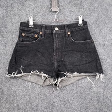 Lucky Brand Relaxed Cutoff Shorts Womens 0 25 Black Mid Rise Dark Wash Denim