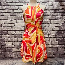 Vince Camuto Orange, White & Green Sleeveless Dress Size 8