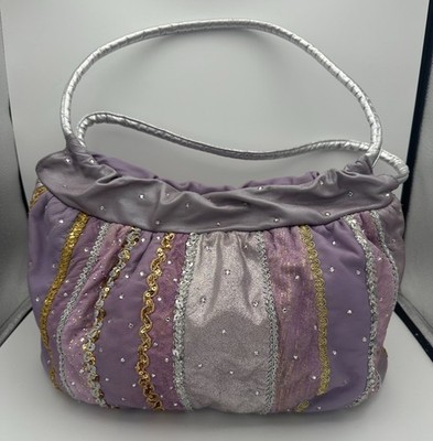 Rita Diana For Mylinka NYC Purple Leather Swarovski Crystal Rhinestone Bag Purse