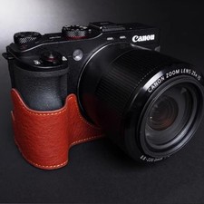 Retro Genuine Leather Half Camera Case Bag Cover Handmade For Canon G3X G3 X