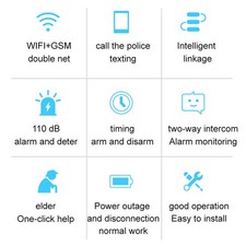 Security Alarm System Kit GSM+WiFi Home Security Wireless Alarm System UK7