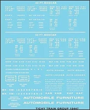 Tichy Trains 10447N N Scale Railroad Decal Set -- 40', 50' Boxcar Data