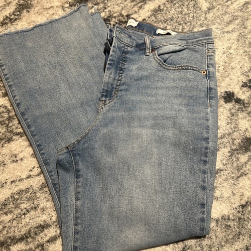 Jessica Simpson Ankle Flare Denim Jeans mittlere Waschung rauer Saum Größe 10 Damen