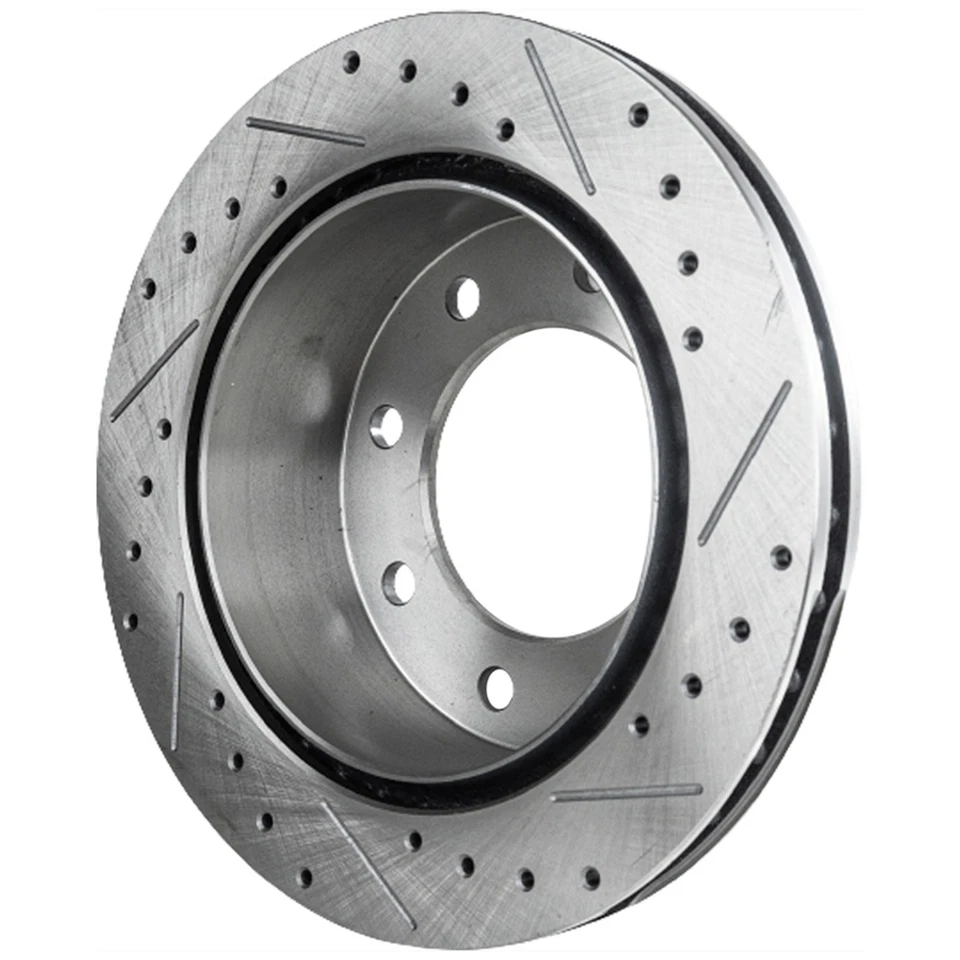 Kit de disco de freno y pastillas semimetálicas para Hummer H2 2003 trasero diestro perforado en cruz Foto 3 de 4