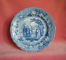 Magna Carta British History Jones c.1827 Blue Transferware Dinner Plate