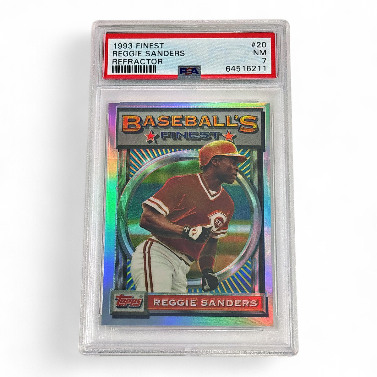 1993 Topps Finest Reggie Sanders Refractor #20 Graded NM PSA 7