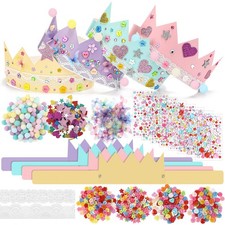 794 Pcs Paper Crowns DIY Kit for Women, Party Hats Craft Set, Pastel