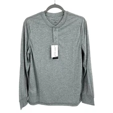 Perry Ellis Portfolio Henley Long Sleeve Sleep Lounge Shirt heather gray Size M