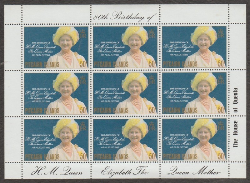 PITCAIRN ISLANDS - MNH MIN. SHEET 80th ANN. OF QUEEN MOTHER -
