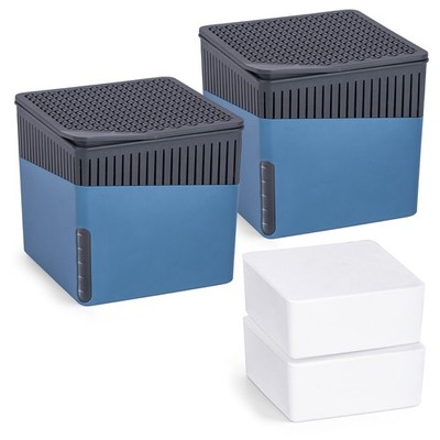 WENKO 2er Set Raum Luftentfeuchter CUBE Blau 1kg Granulat Keller Bad Auto WC