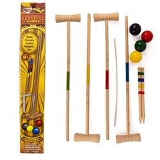 Wooden Croquet Set 4 Player Garden Game Outdoor Family Lawn Game