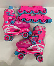Roller Derby Girl's 2-in-1 Roller and Inline Skates Size 3-6 Gingham
