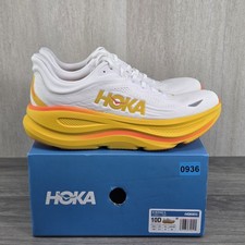 Hoka Bondi 9 Size 10 Mens Frost White Orange Running Shoes $175