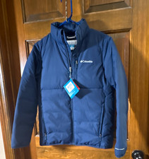 Columbia Omni-Heat Boys L Blue Puffer Jacket Full Zip Zipped Pockets